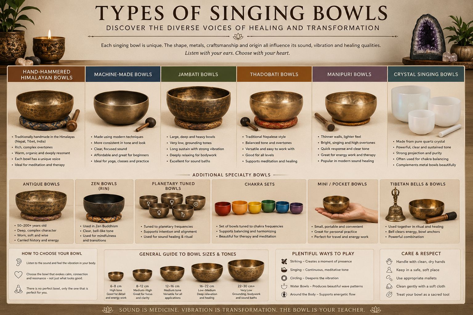 All Types of Singing Bowls — Voice of Akash
